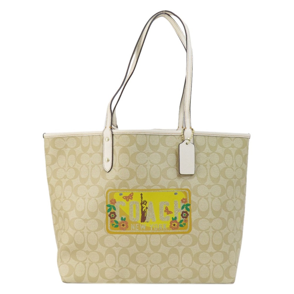 Coach Beige and Yellow Tote Bag